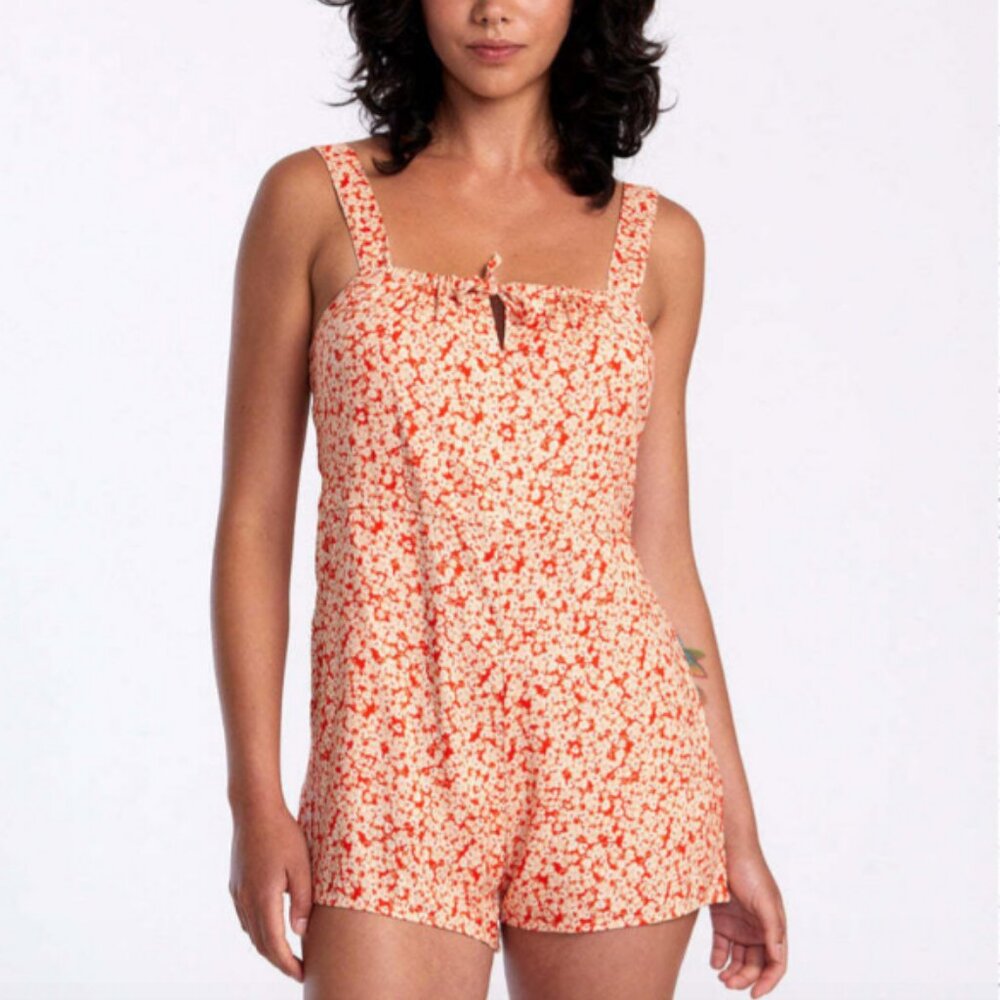 RVCA MAYFAIR ROMPER ORANGE NWT